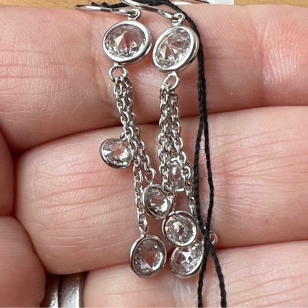 Brand New With Tags Diamonique Cubic Zirconia Sterling Silver Drop Earrings